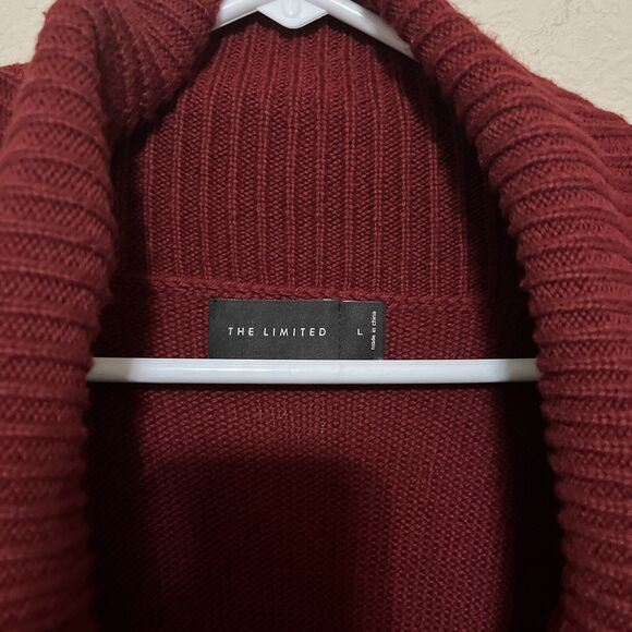 The Limited Sweater Womens Large Red Cowl Neck Long Sleeve Knit Wool Blend - Picture 3 of 5